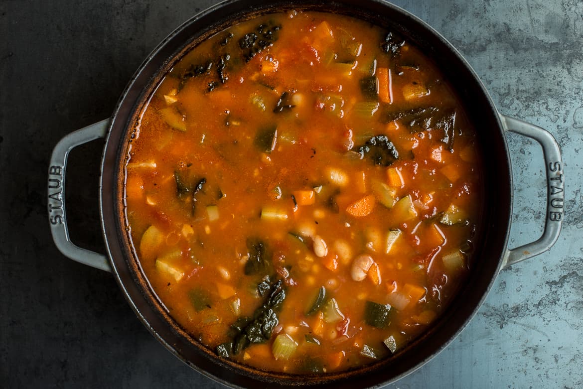 Italian Vegetable Soup cooked in pot