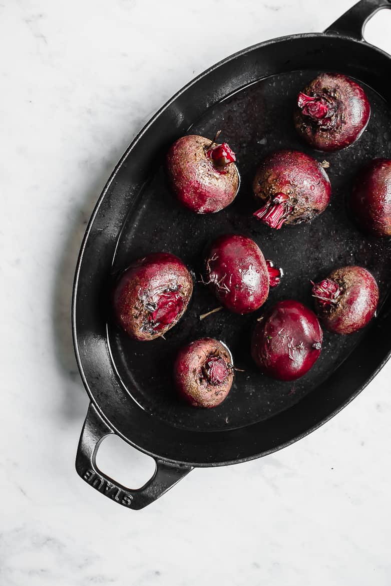 Red Beetroots in baking dish