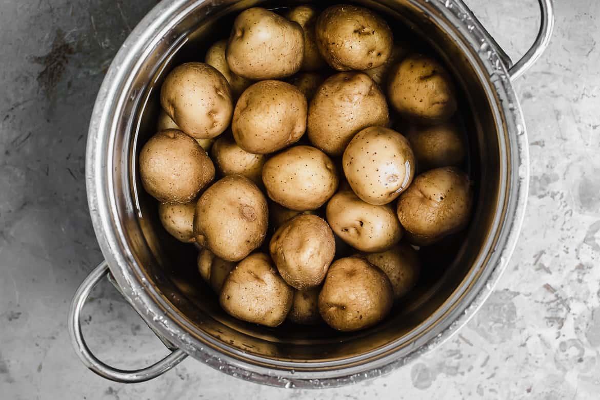 New Potatoes in pot of water