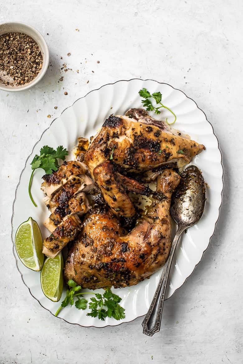 Cilantro and Lime chicken on platter 