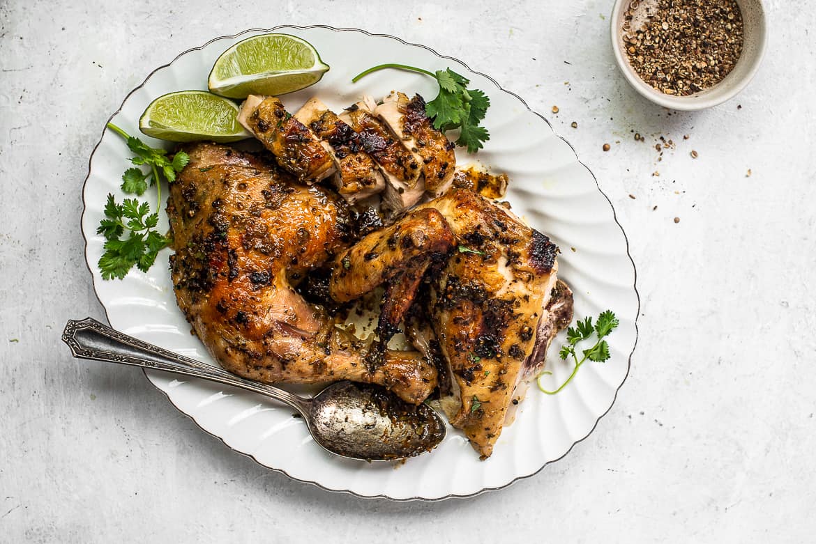 Chicken with Cilantro and Lime on platter