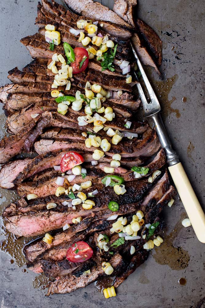 Flank Steak with Corn salsa