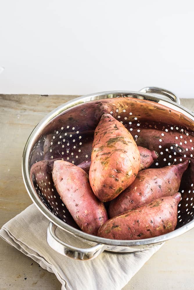 washed sweet potatoes