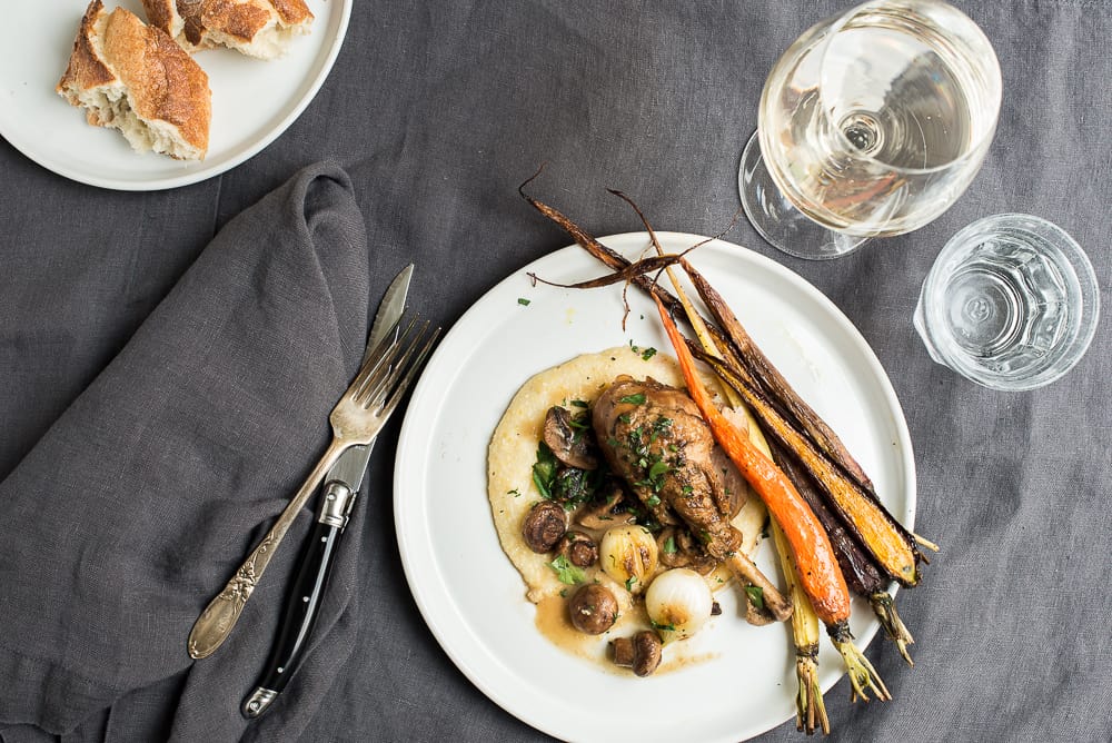 Coq au Vin with polenta