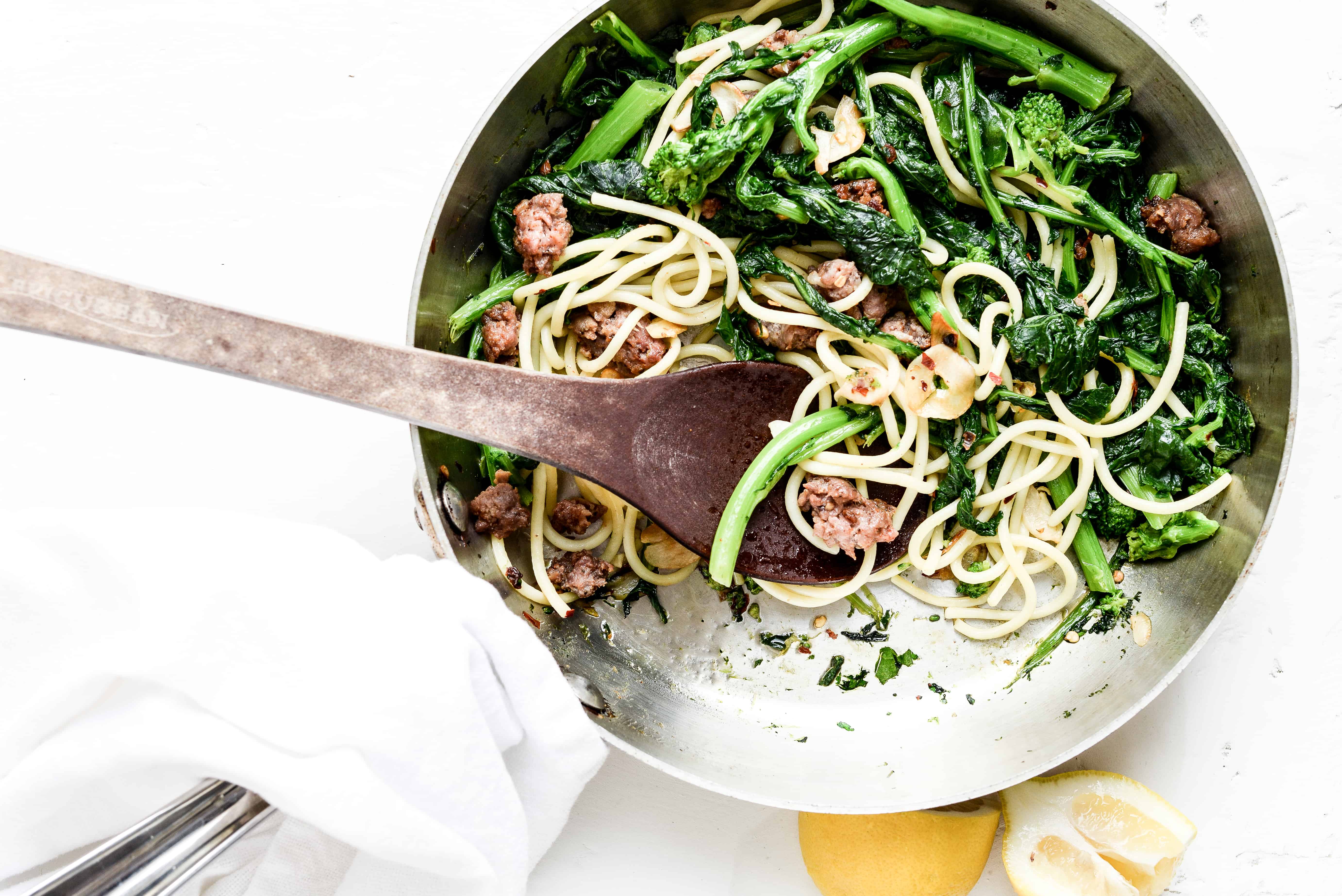 Rapini with sausage and pasta