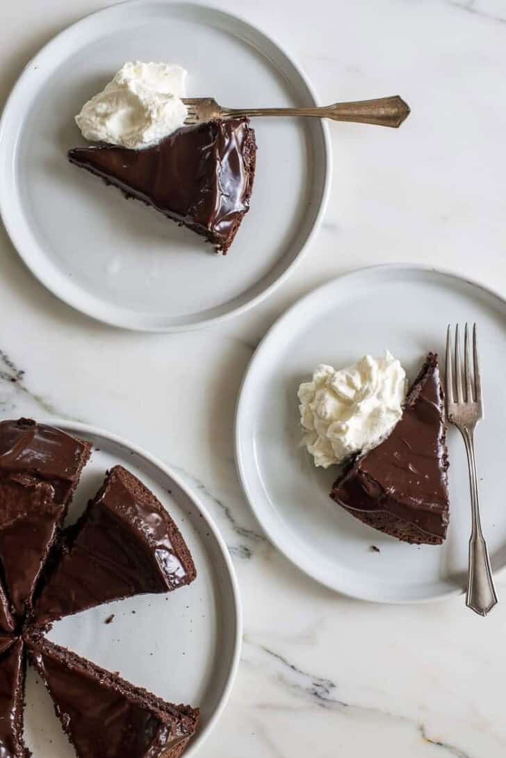 plated chocolate olive oil cake