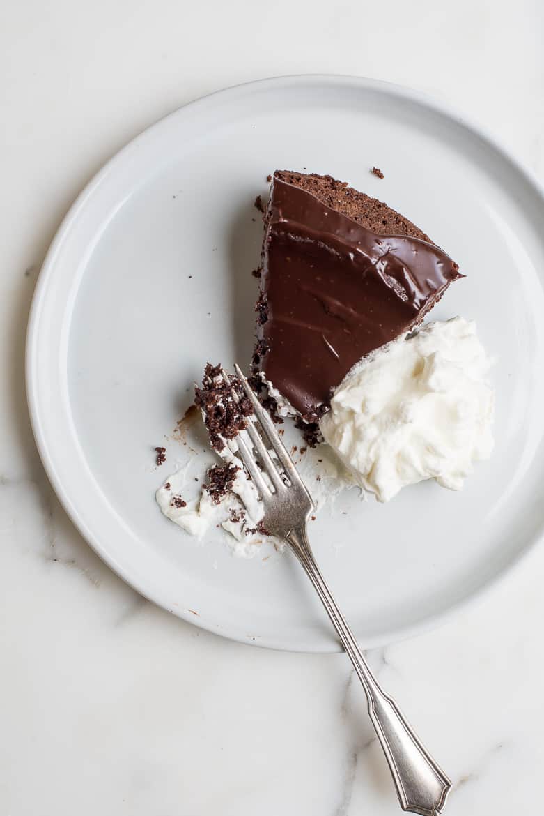 chocolate olive oil cake being eaten