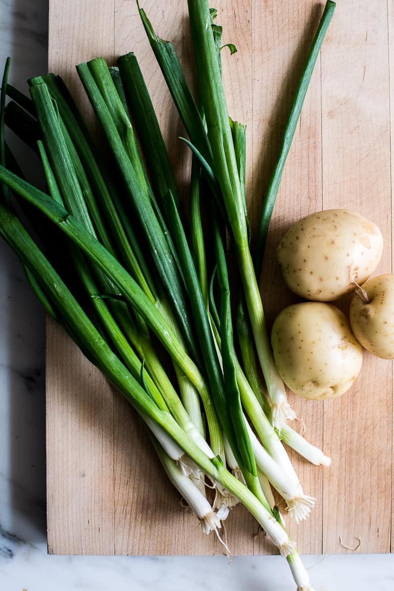 Scallions and potatoes for Frittata