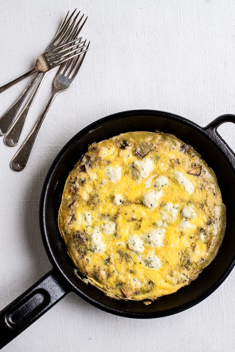 Frittata in cast iron skillet