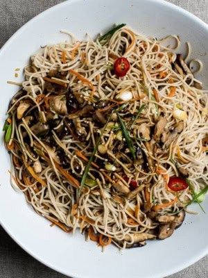 Large bowl of soba noodles