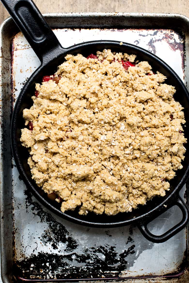 Strawberry-Rhubarb crisp, uncooked