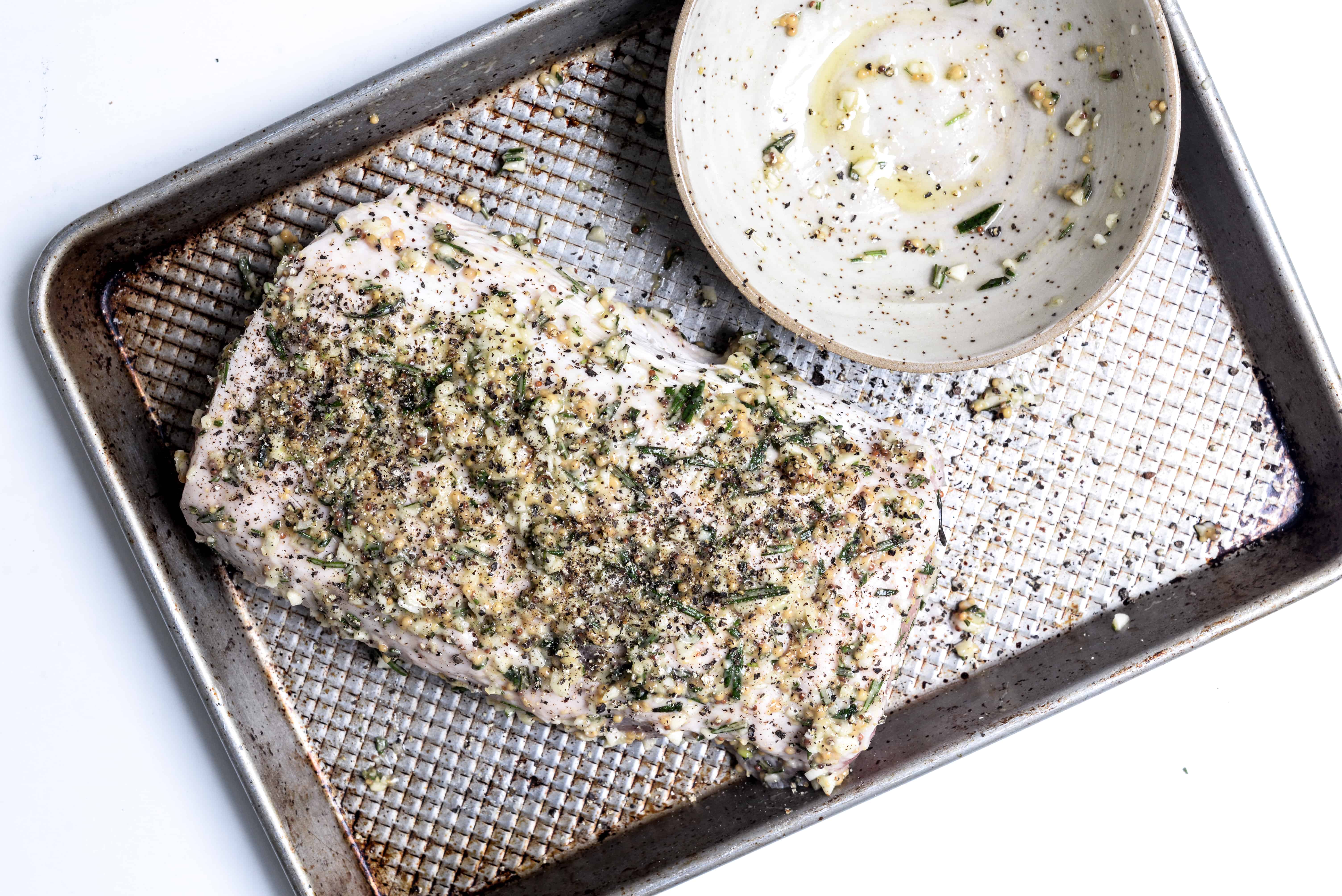 prepping the pork loin roast