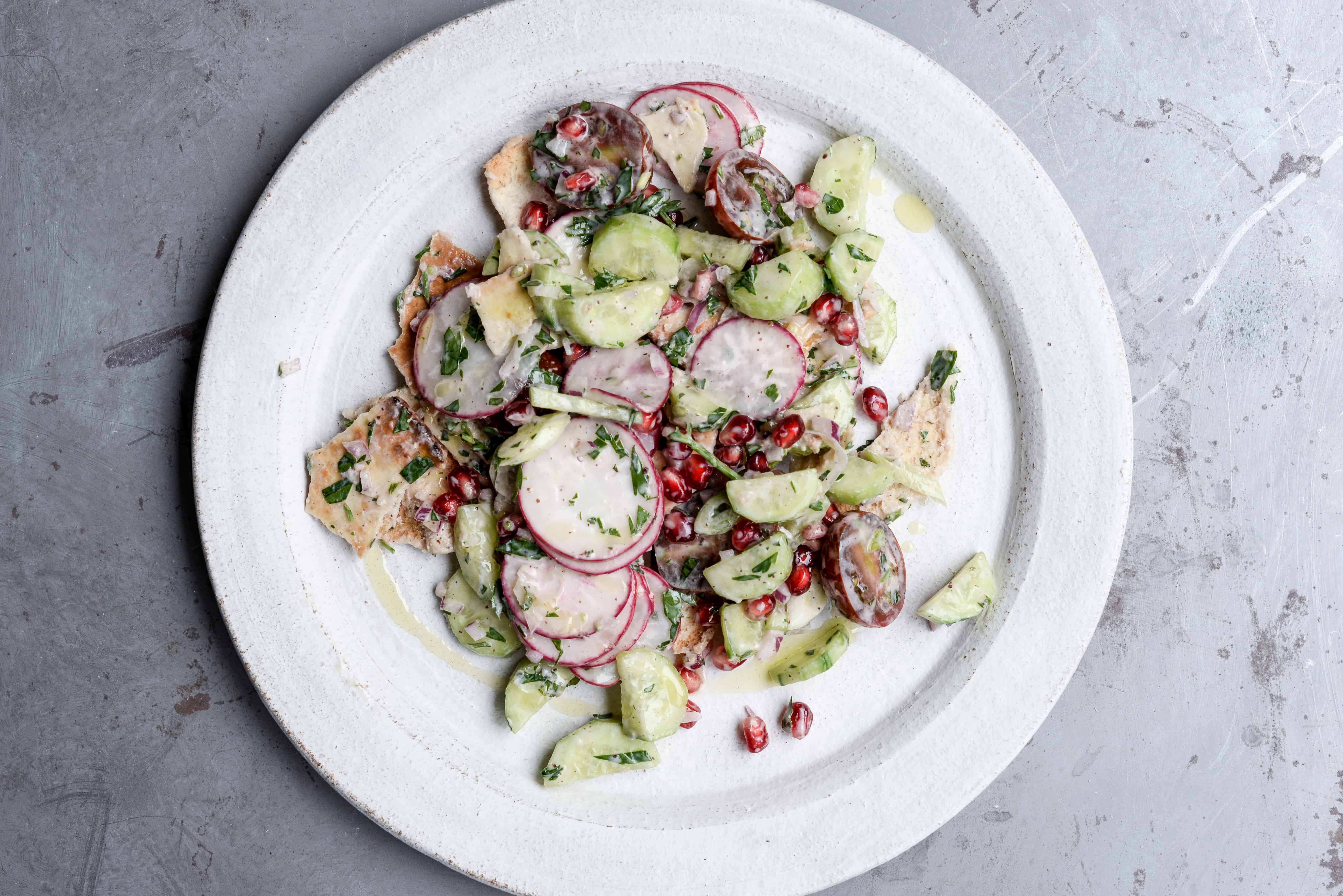 Fattoush salad tossed