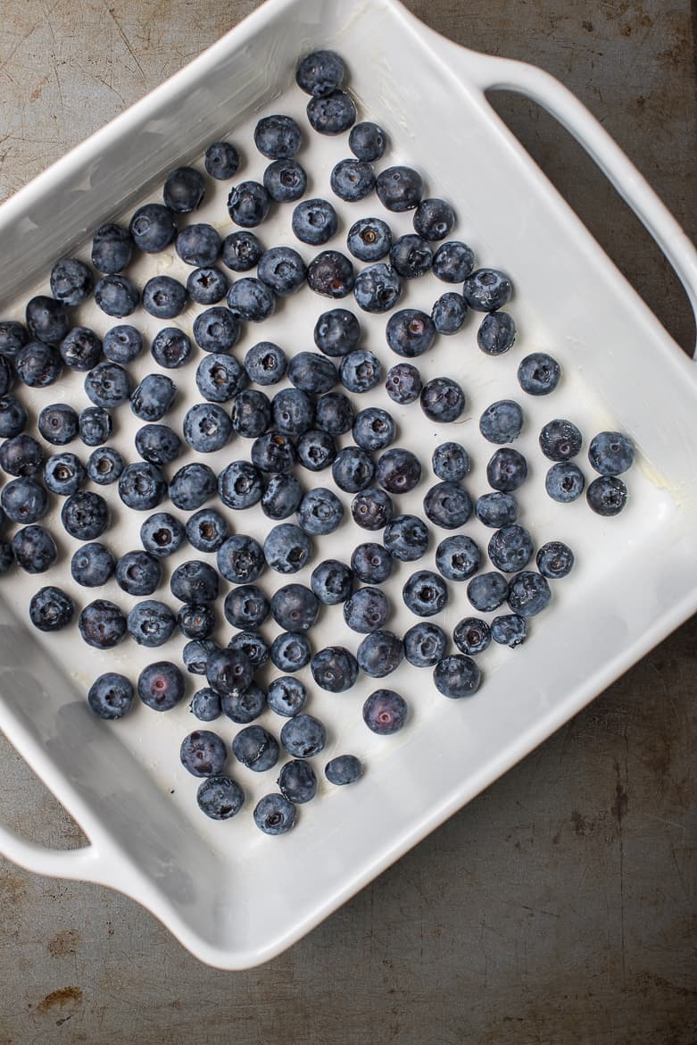 Blueberries in baking dish