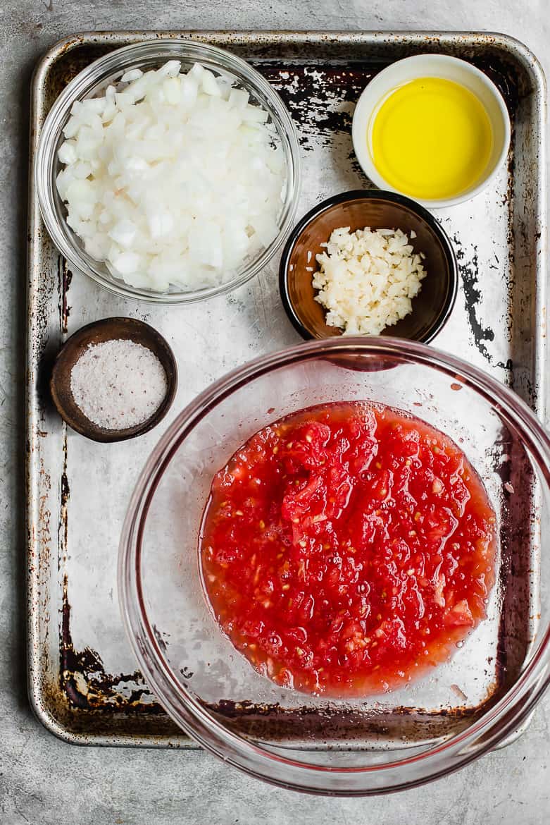 Sofrito ingredients chopped