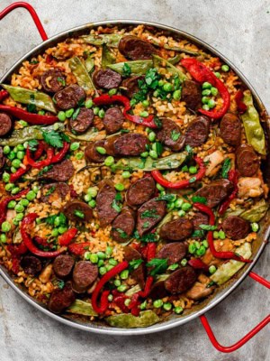 chicken and chorizo Paella