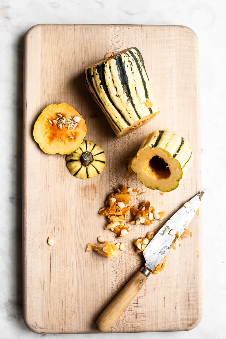 Seeding delicata squash