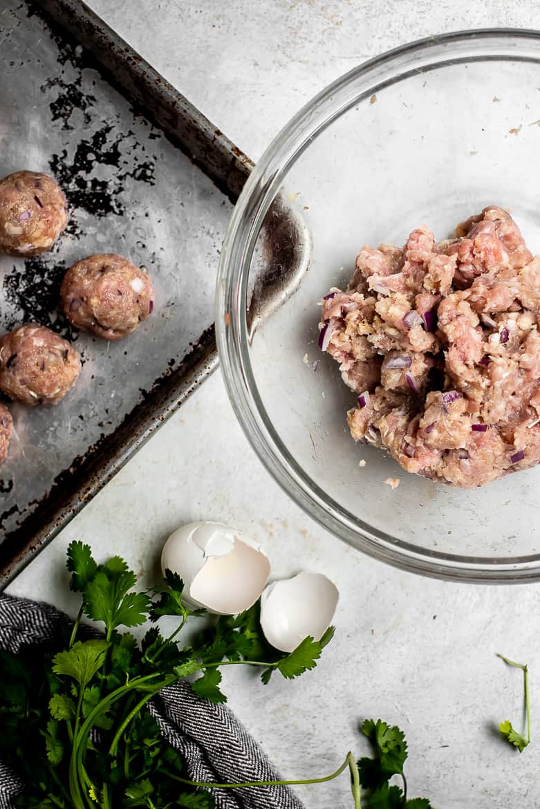 rolling albondigas meatballs