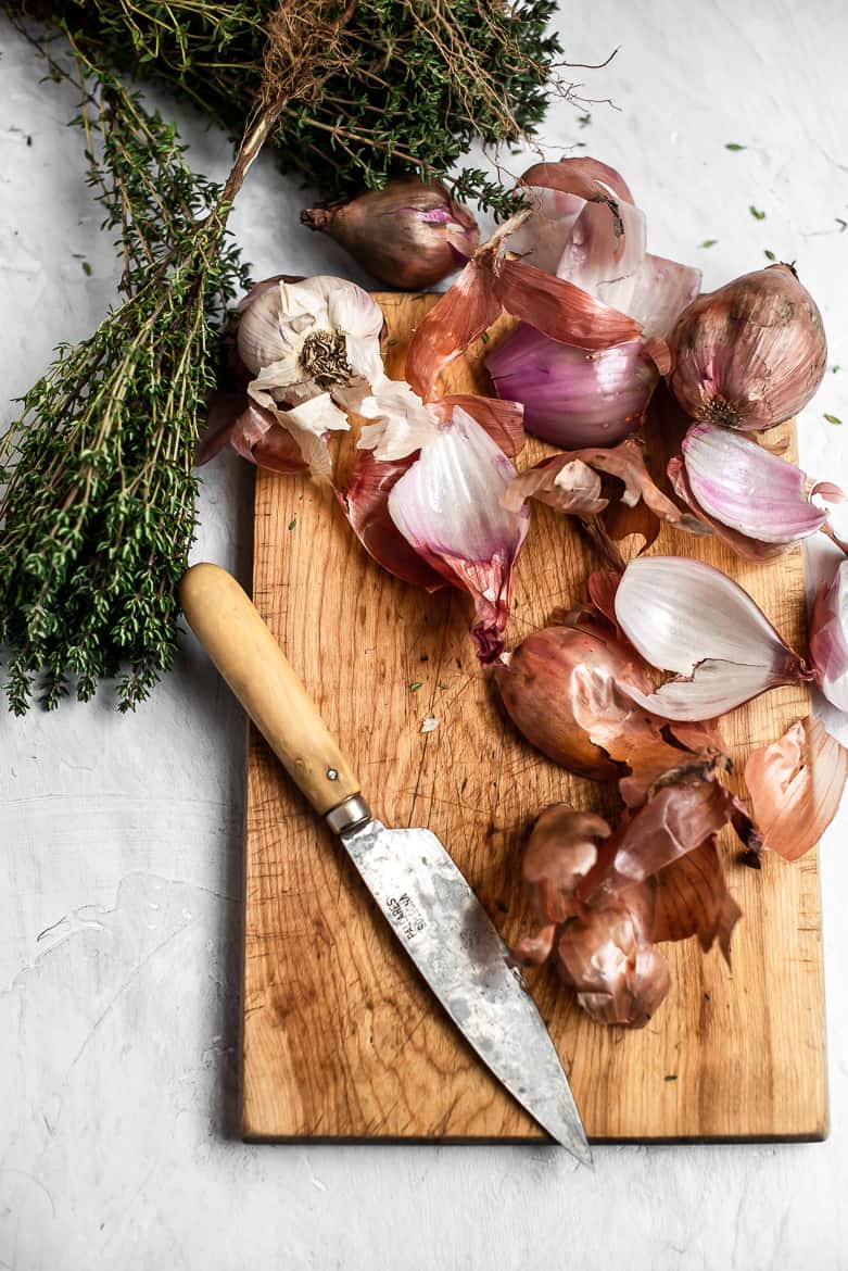 Peeled and sliced shallots