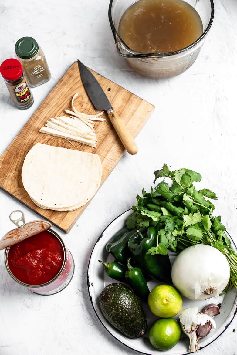 Ingredients for tortilla soup