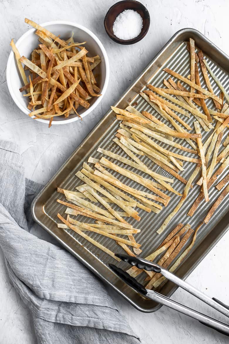 Baked corn tortilla strips