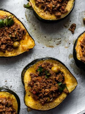 Picadillo-stuffed acorn squash