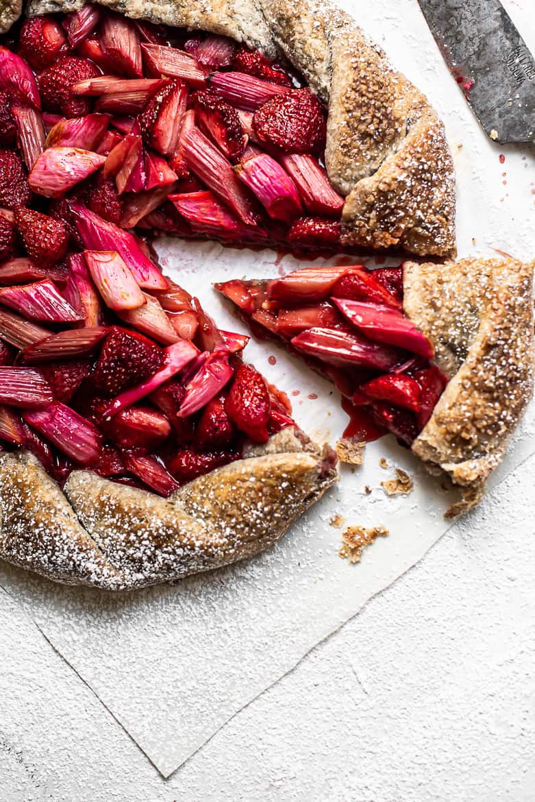 Strawberry Rhubarb Galette, sliced