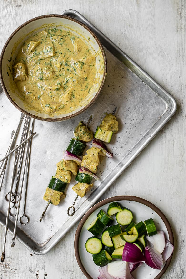 Chicken pieces marinated in buttermilk and moroccan spices