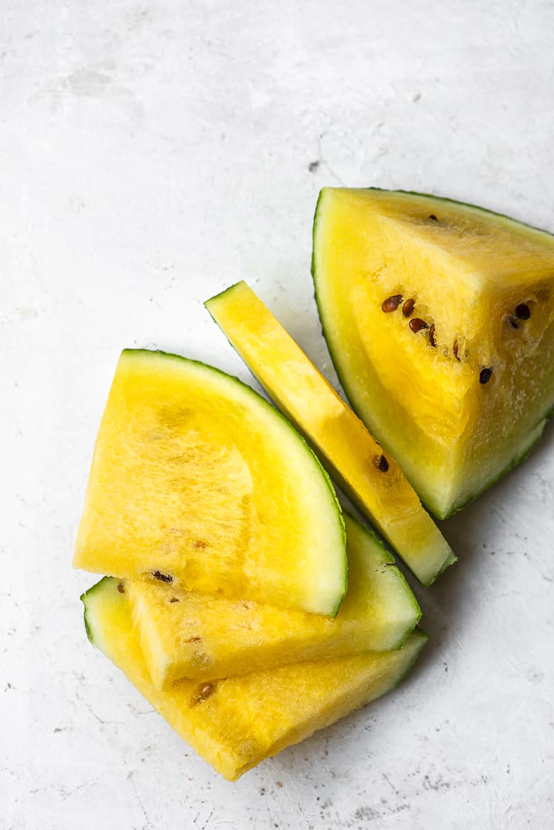 sliced yellow watermelon