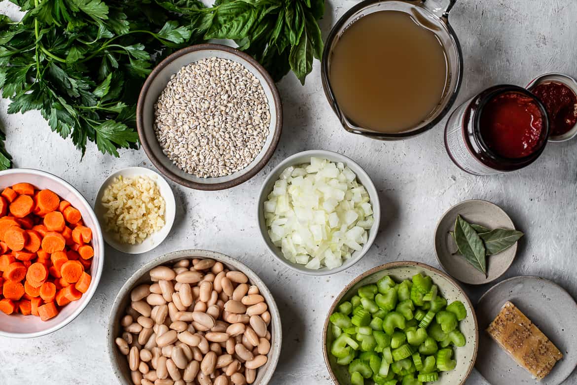 Ingredients for barley minestrone soup