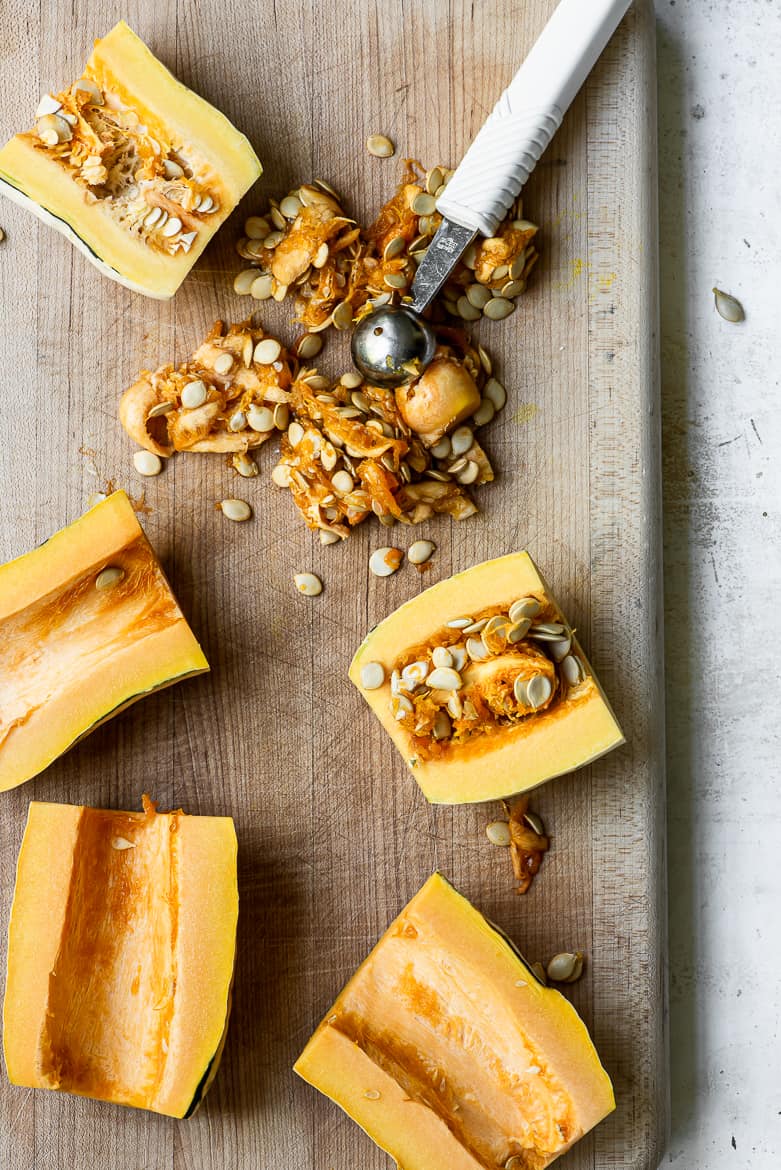 deseeding delicata squash