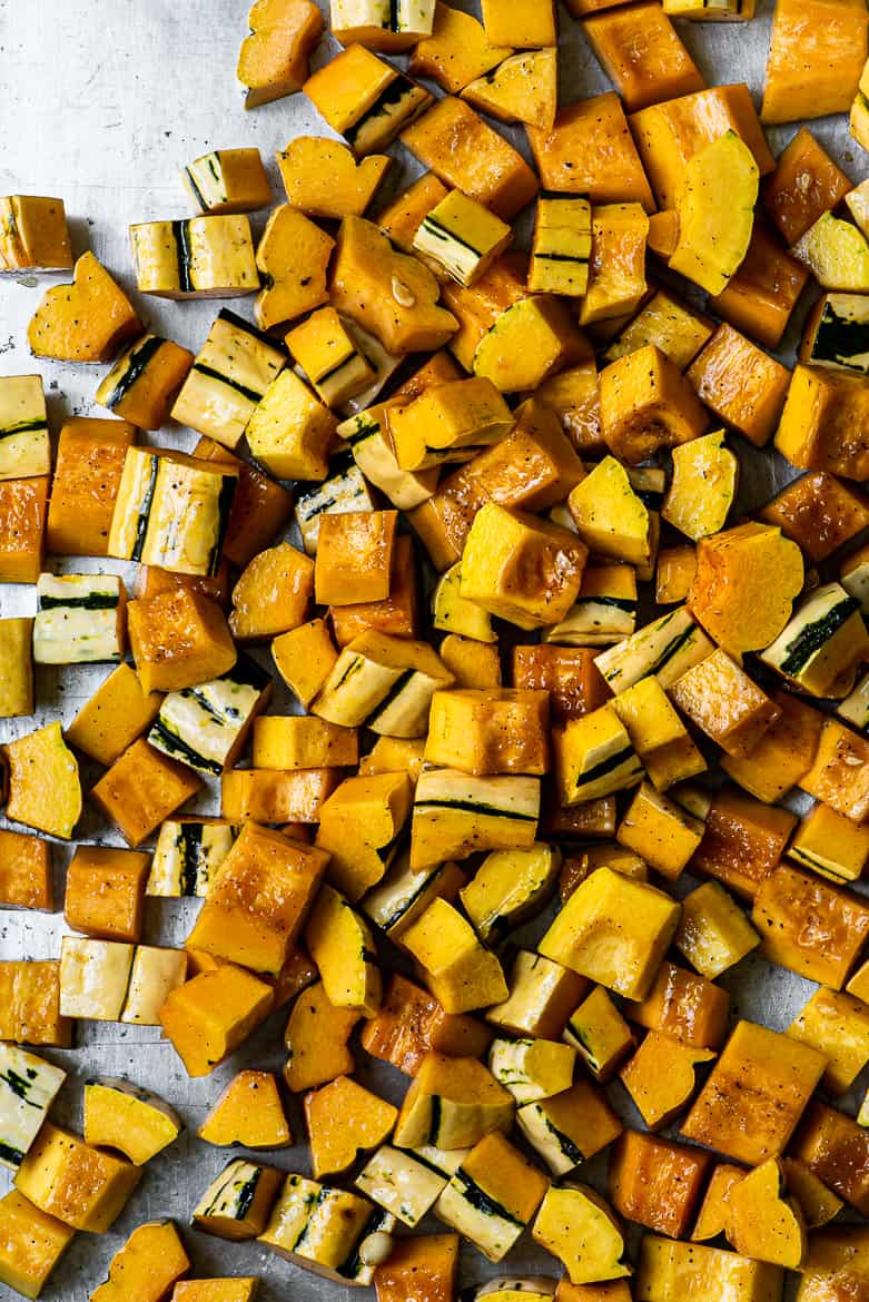 close up of cubed delicate squash