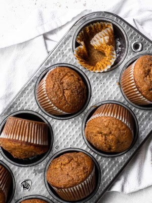 baked pumpkin muffins in muffin tray