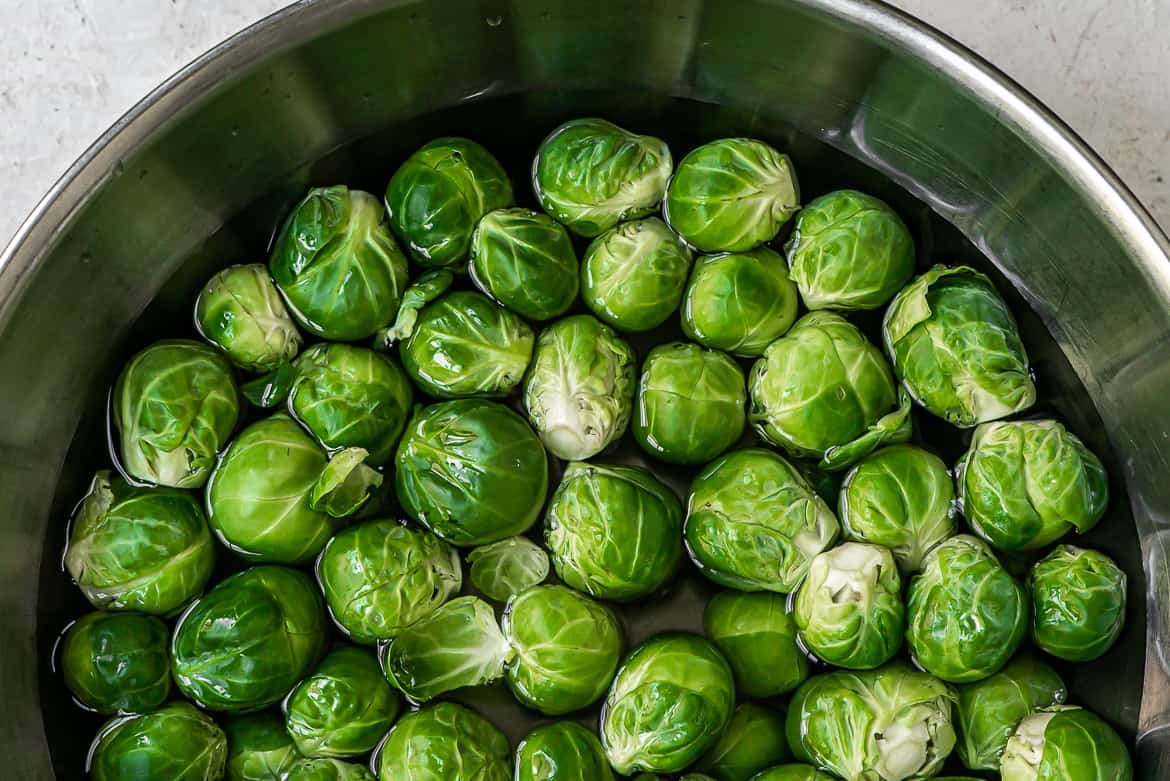 brussels sprouts soaking in water 