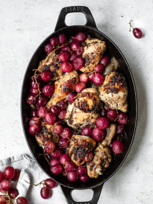 Chicken with roasted grapes
