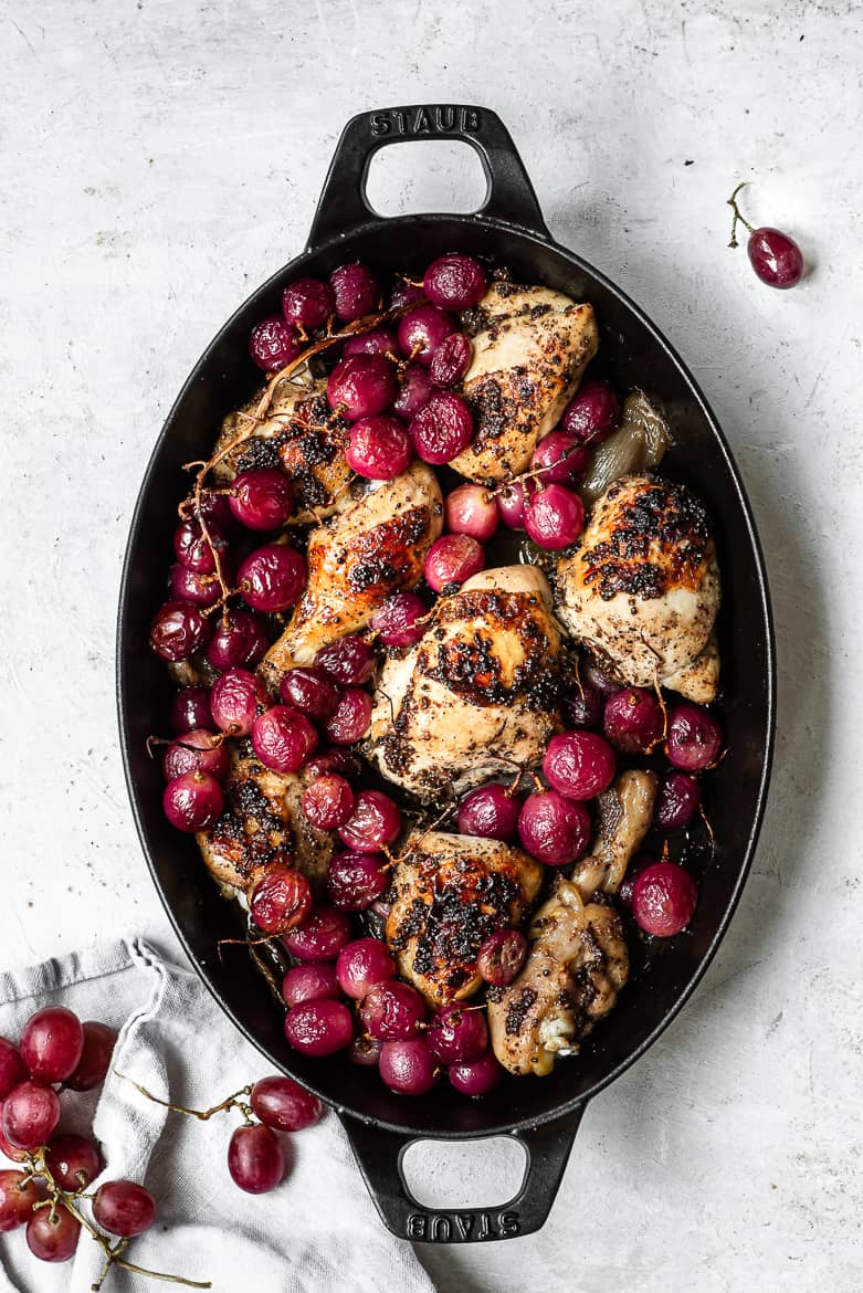 Chicken with roasted grapes