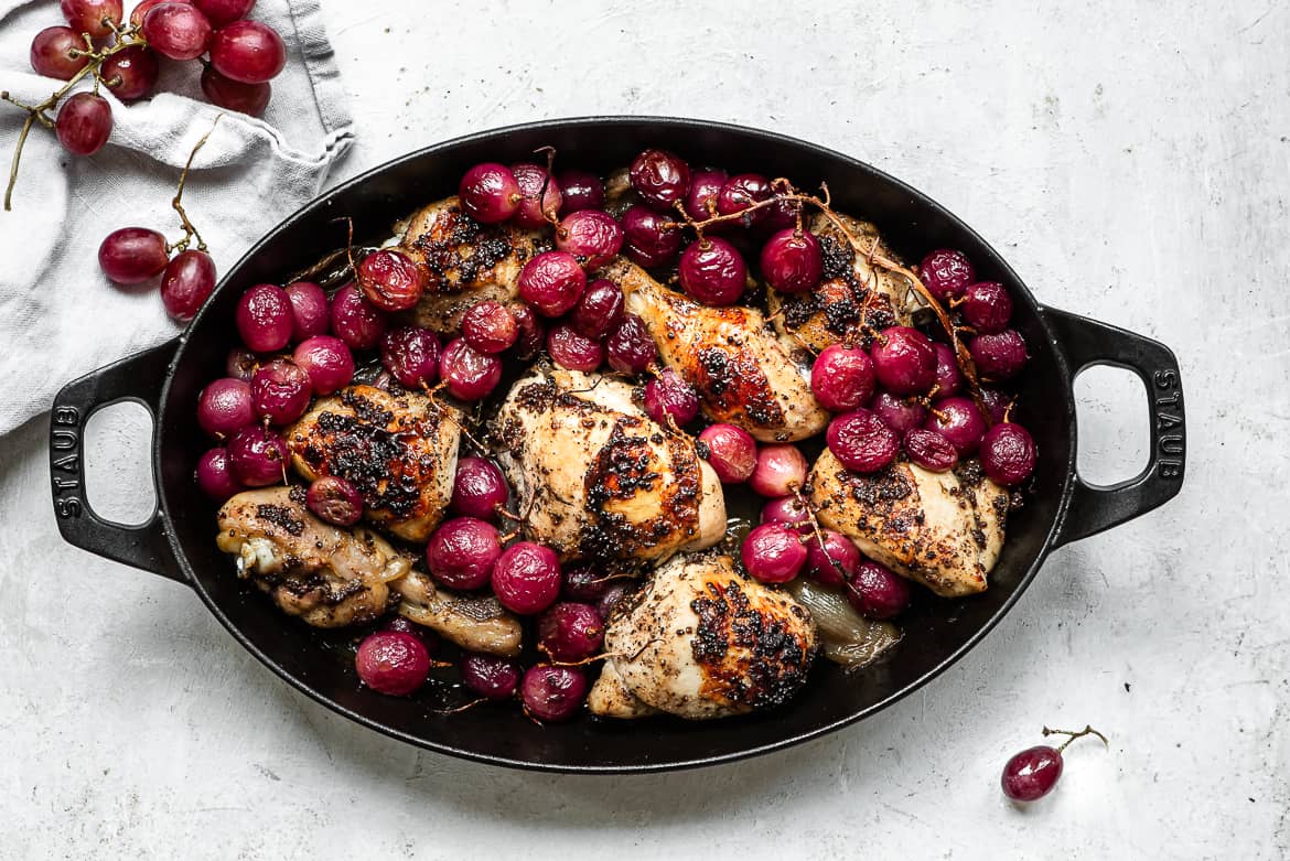 Roasted Chicken with grapes
