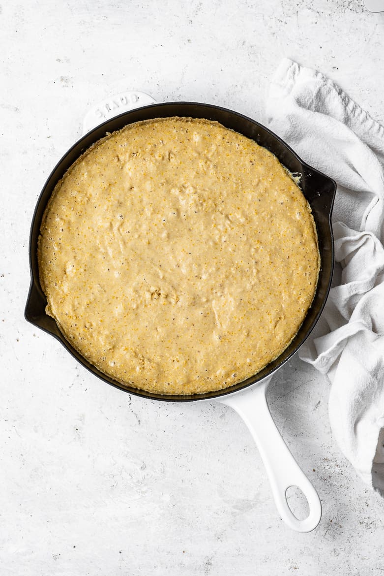 batter in skillet - prebake