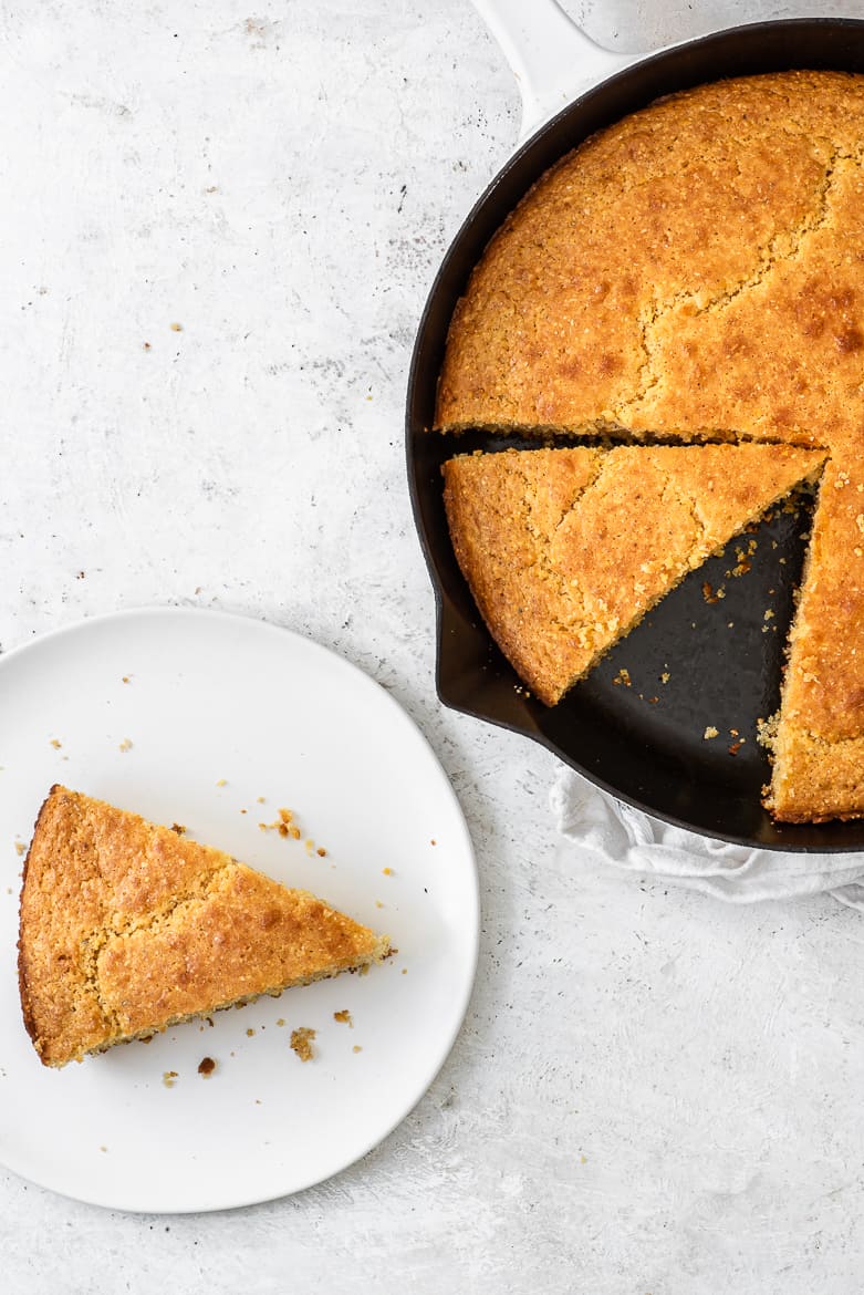 cornbread slice on plate