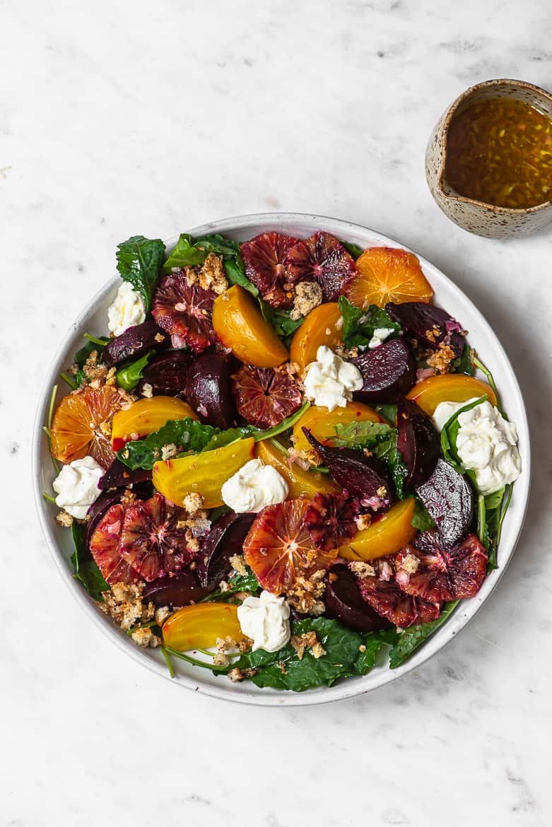 beet, blood orange and baby kale salad