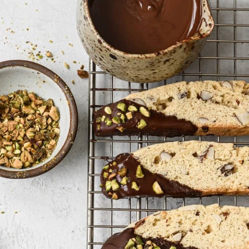 Biscotti dipped in chocolate