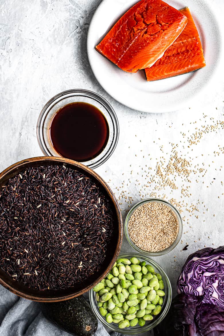 Ingredients for Salmon Rice Bowl