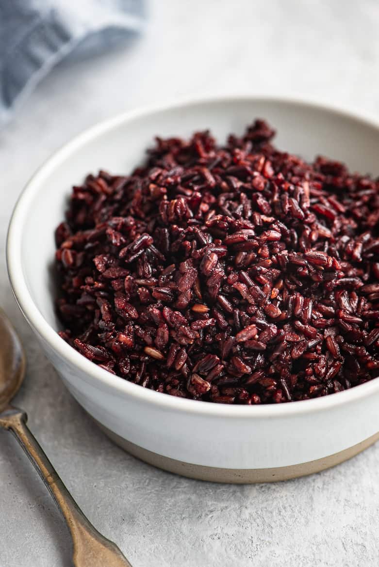 Riceberry in bowl -side view