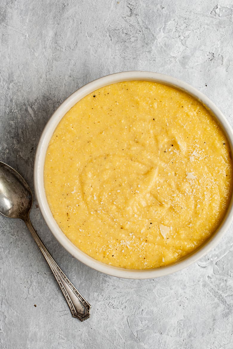 Cooked Polenta with spoon