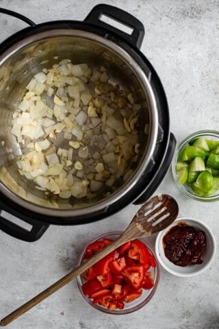 onions sautéing in Instant pot