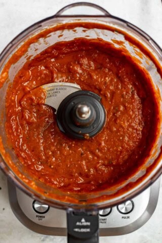 Tomato-chipotle mixture blitzed in food processor