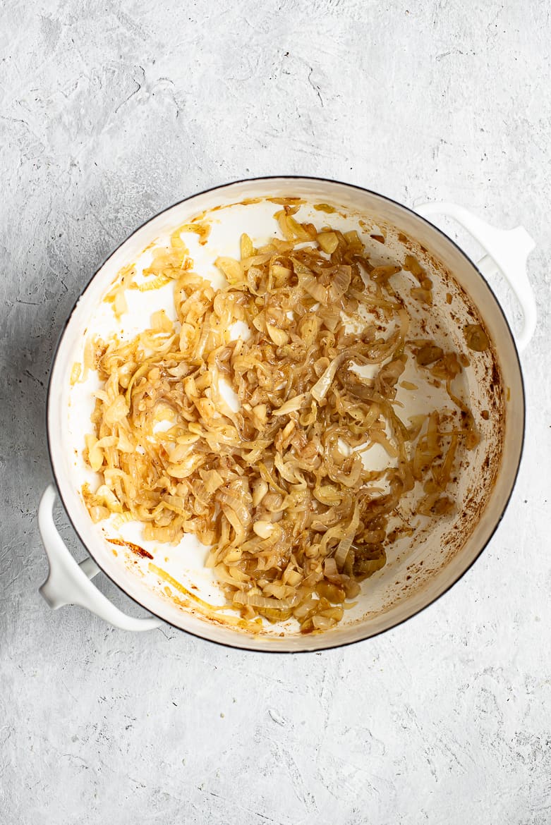 Caramelized onions in pot