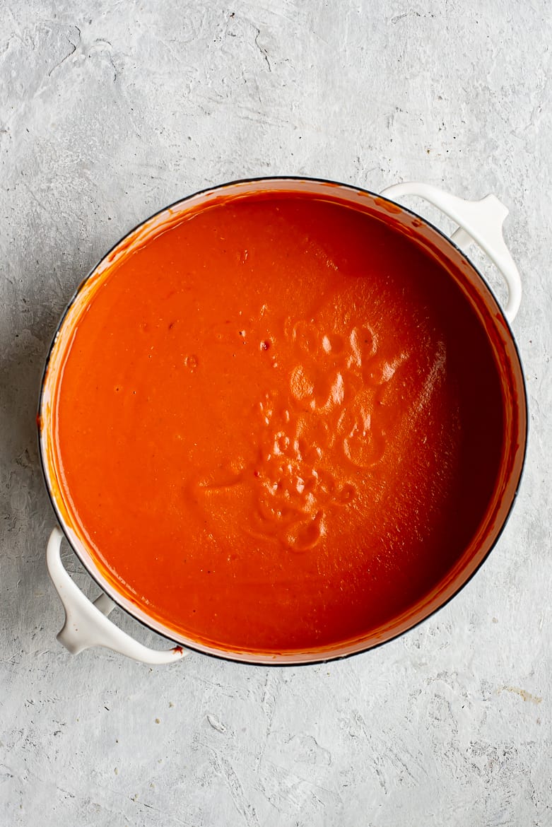 Tomato soup in pot