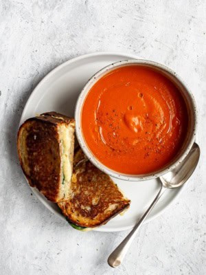 Tomato soup with grilled cheese sandwich