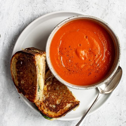 Tomato soup with grilled cheese sandwich